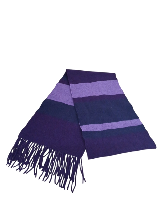 Burberry Accessories - Burberry Wool Cashmere Blend Purple Striped Fringe Scarf